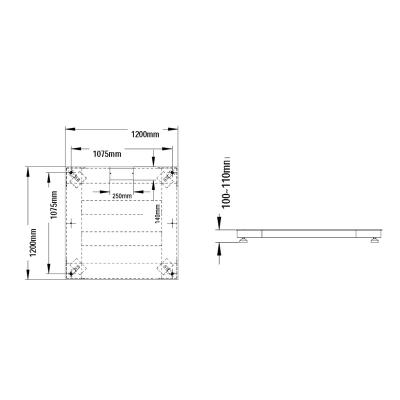 Platformsvægt 3000 kg / inddeling 0,5 kg med 1200x1200 mm vejeplade